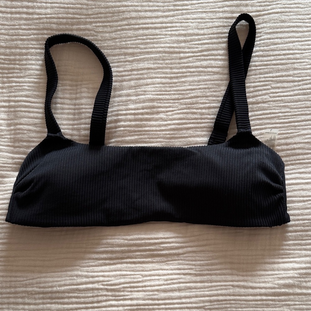 TiniBikini Black Ribbed Bikini Top